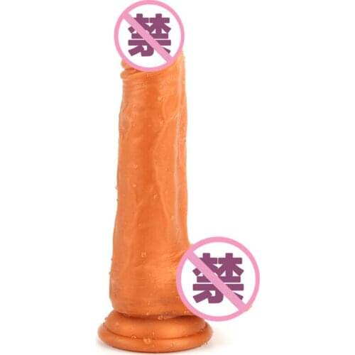 Golden Realistic Dildos Thrusting Dildo Liquid Silicone Female Masturbation Dildo Long Dildos Big Real Skin Dildo Sex Shop
