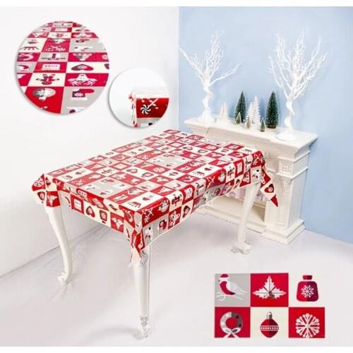 Zerolife 1Pc Christmas Rectangle Cartoons Tablecloth Xmas Ornaments Baby Shower Party Banquet Decor Home Dining Table Cover
