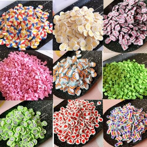 100g/Lot Bright Colors Rainbow Boll Sun Skull Milk Polymer Clay Slices Soft Pottery Sprinkles for Slime Decoration DIY Crafts
