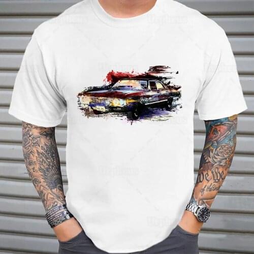 100% Cotton Watercolor 67 Impala T Shirt Tv Show Inspired Classic Car Print Tshirt Summer Top Tees