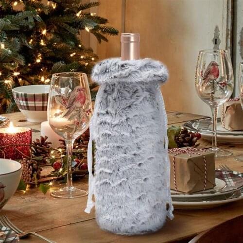 1pc Wine Bottle Cover Plush Fashion Decorative Bottle Bag Bottle Pouch Wine Package Bags Bottle Holder for Banquet