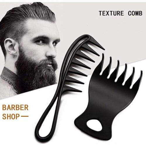 2Pcs Retro Oil Head Wide Tooth Comb Look Back Style Beard Comb Handle Large Teeth Tangled Curling Comb Hairdressing Tool For Men