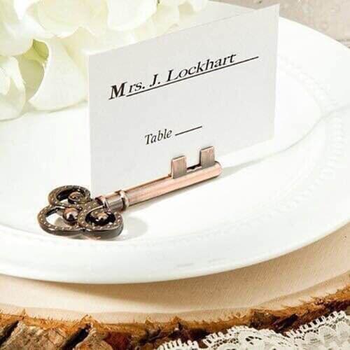 200pcs Retro Key Place Card Holder Vintage Rustic Wedding Table Decoration Table Number Name Card Holder Supplies