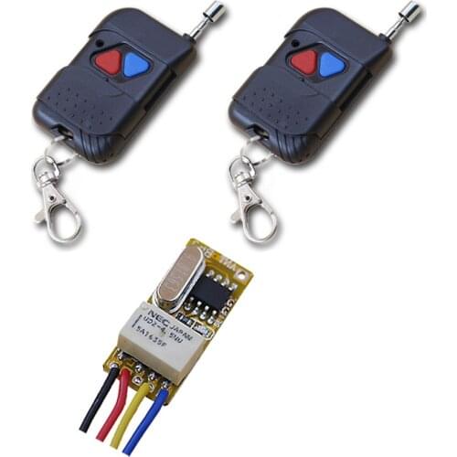 2017 Mini Wireless Remote Control Switch 1pcs 24MM*11MM*8MM Receiver& 2pcs Transmitter with Red and Blue Button 315mhz