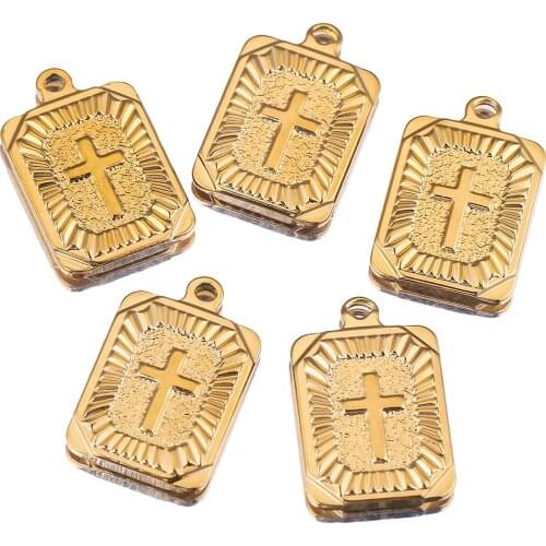 5pcs Lot Gold Pendant Christ Cross Stainless Steel Charm Pendants for DIY Necklace Bracelet Jewelry Making Bulk Items Wholesale