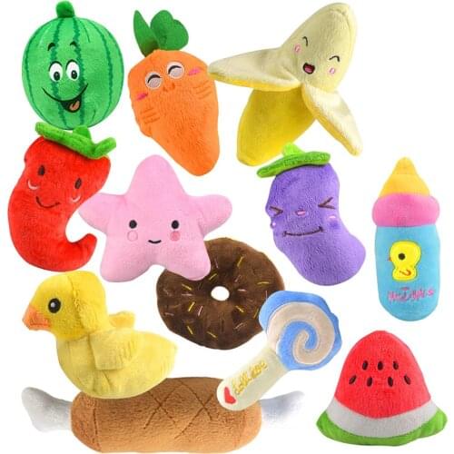 5pcs/Lot Animals Cartoon Dog Toys Stuffed Squeaking Pet Toy Cute Plush Puzzle For Dogs Cat Toy Chew Squeaker Squeaky Toy For Pet