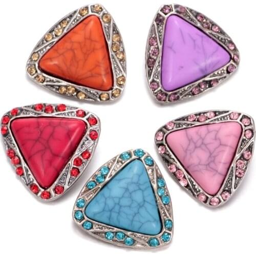 5pcs/lot Triangle Shape Metal Charms 18mm Snap Button Jewelry For DIY Charms Bracelet 18mm Snap Jewelry KZ0351