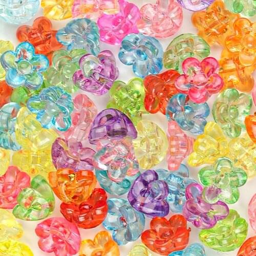 50pcs/lot Plastic Flower Colorful Wash Beads Handmade Necklace Bracelet Beads For DIY Jewelry Making Supplies Findings