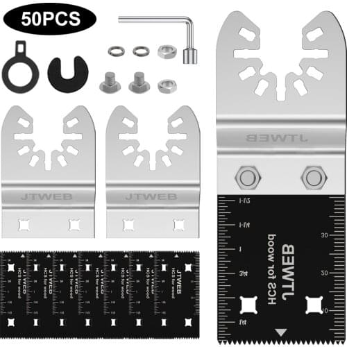 50 Pcs Multi-Function Saw Blade Oscillating Blade Carbide Teeth Saw Blades Accessories for Renovator Power Wood Cutting Tool