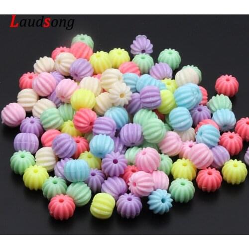 50pcs Stripe Spacer Loose Beads Mixed Color Watermelon Acrylic Beads 11mm For DIY Jewelry Making Necklace Bracelet