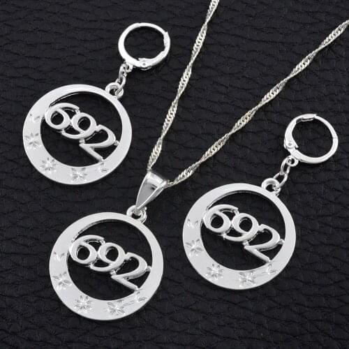 Anniyo Silver Color 692 Jewelry sets Pendant Necklaces Earrings for Women (More Models Please Check My Store) #120306B