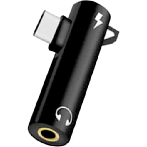 Type-C Audio Adapter Hook Call Music Charging 2-in-1 3.5mm Round Hole Earphone Converter