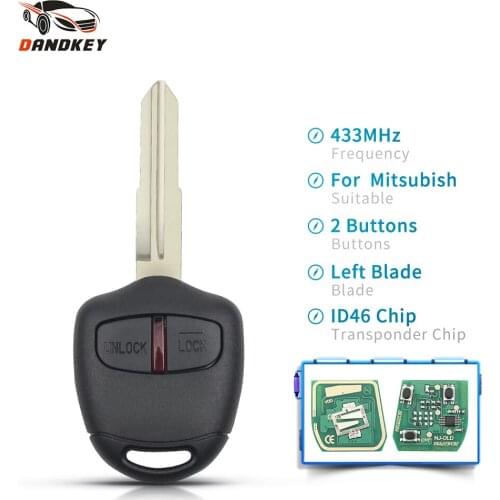 Dandkey Car Remote Key Keyless Fit 2/3 Buttons 433MHz ID46 Chip For Mitsubishi Outlander Pajero Triton ASX Lancer MIT8/MIT11