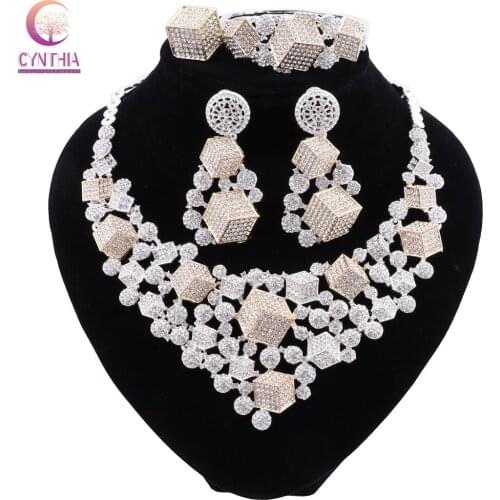 CYNTHIA Dubai Jewelry Sets Classic Necklace Bracelet Earrings Ring African Bridal Wedding Gifts for Women Jewelry Sets