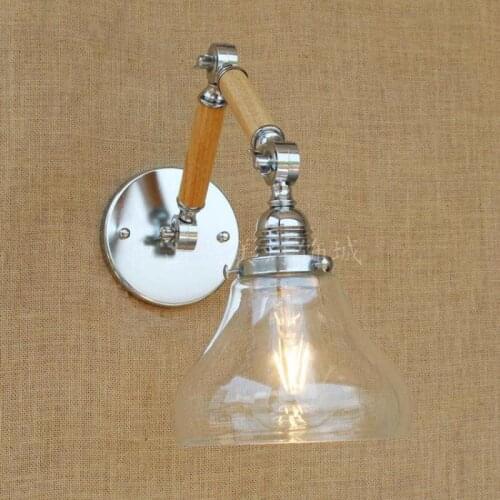 Restaurant 1 pc wood wall lamp glass cover life light abajur Retro Glass Wall Sconce LED Bathroom mirror Light Wandlamp for home