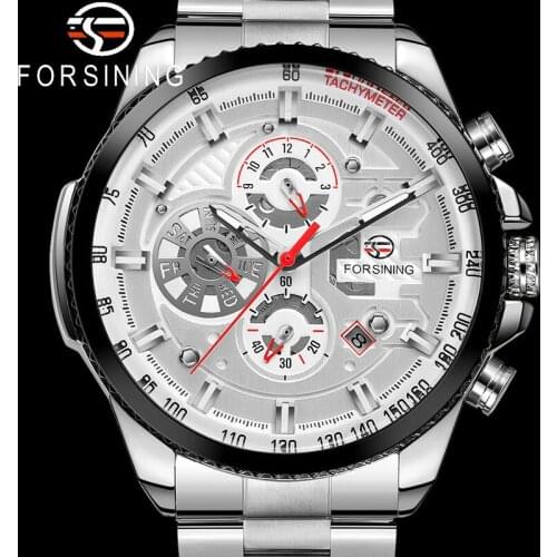 FORSINING Automatic Mechanical Men Wristwatch Military Army Sport Male Clock Top Brand Luxury White Waterproof Man Watch 6909
