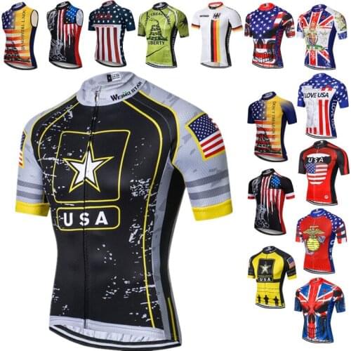 Weimostar USA Style Cycling Jersey Mens Summer UK Cycling Clothing Skull Bicycle Shirt Breathable MTB Bike Jersey Short Sleeve