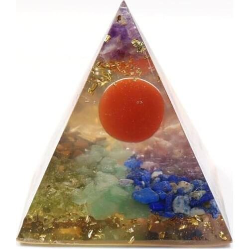 FYJS Unique Layer Colorful Resin and Stone Pyramid Orgone Energy Pendant Spiritual Jewelry