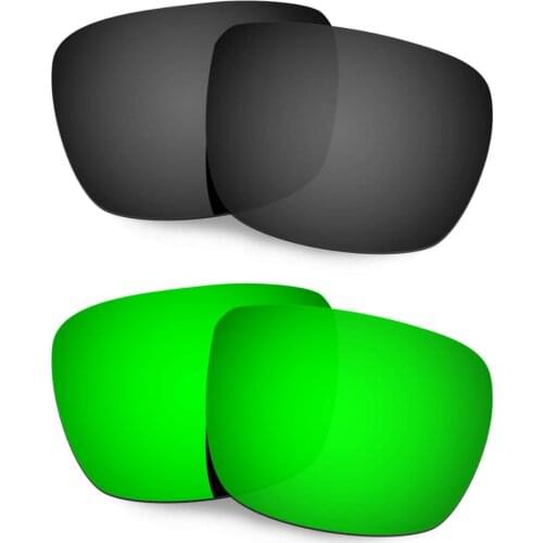 HKUCO For Spy Optic Helm Sunglasses Polarized Replacement Lenses 2 Pairs Black & Green