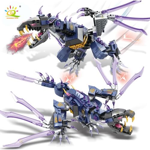 HUIQIBAO 477pcs Ninja Dark Magic Dragon Model Building Blocks City Knight Devil Figures Bricks Educational Toys For Children
