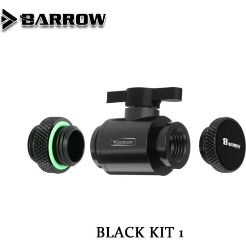 BARROW Water Valve Switch Kit Aluminium Handle Double G1/4' Inner Female to Female Interface/ Switch+Glug+Male to Male Fitting