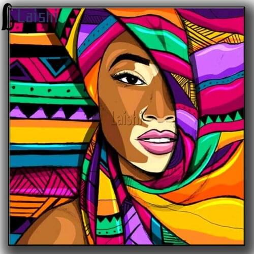 Square Round Diamond 5D DIY Diamond Painting Abstract african woman Embroidered Mosaic Diamond Painting Home Decoration 2021