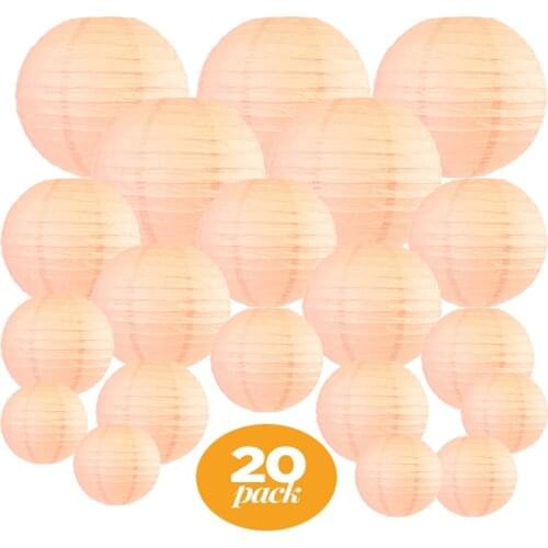 20 pcs 6"-12" Peach Paper Lantern Chinese Assorted Sizes Round lampion for Wedding Party lampionnen Outdoor Indoor Hanging Decor