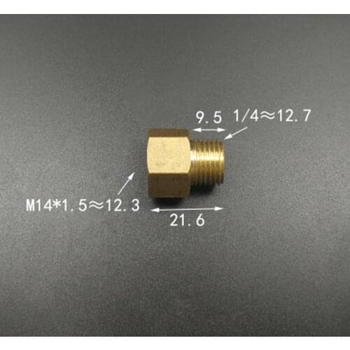 M14x1.5mm Female Turn DN8 1/4" BSPP Male Length 21.6mm Brass Connection Bushing Adapter Reducer Pipe Fitting Coupler