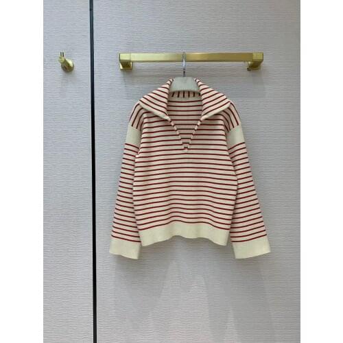 Fashion 2021 new ladies long sleeve sexy casual striped knitted sweater 1221