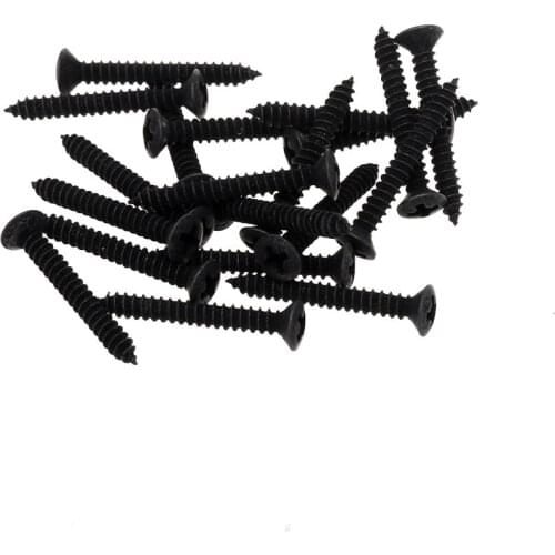 Musiclily Pro 3.0x25mm Strap Button Mounting Screws for Guitar or Bass,Black (Set of 20)