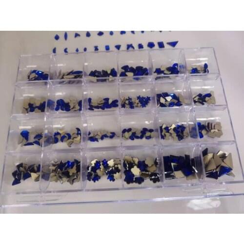 480Pcs Sapphire Nail Crystals (mixed 24 shapes ) Crystal Nail Art Rhinestone Box Glass Rhinestones/ Nail Charms/Bling Crystal