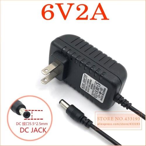 NEW 1X High quality AC 100V-240V Converter IC power Adapter DC 6V 2A 2000mA 12W Power Supply US Plug DC 5.5mm x 2.1mm/2.5mm