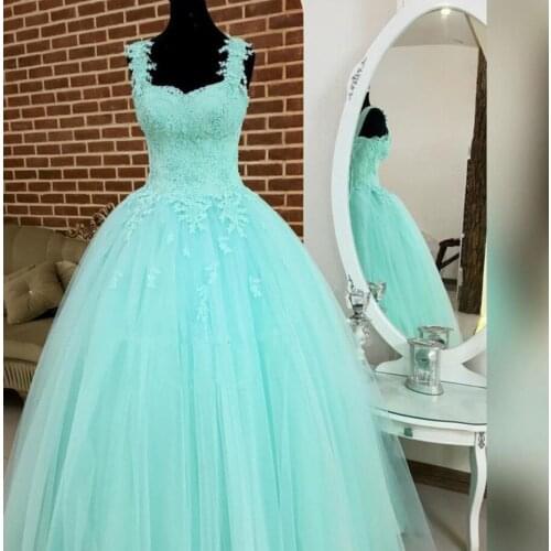 New Tulle Ball Gown Quinceanera Dresses 2021 Beaded Appliques Sweet 16 Dresses Plus Size Party Prom Evening Gowns