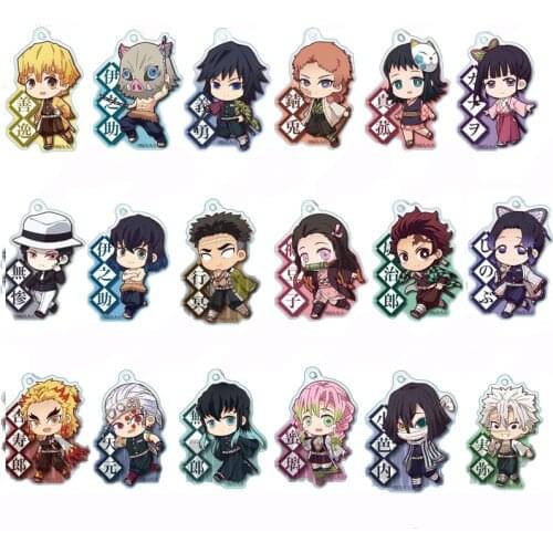 Wholesale 23Pcs Anime Demon Slayer Keychain Kimetsu no Yaiba Two-sided Acrylic Keyring Protagonist Pendant Jewelry