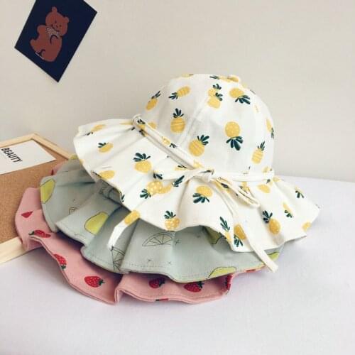 Cute Summer Baby Girl Bucket Hat Print Outdoor Bowknot Kids Girl Sun Hat Children Intant Toddler Panama Beach Cap