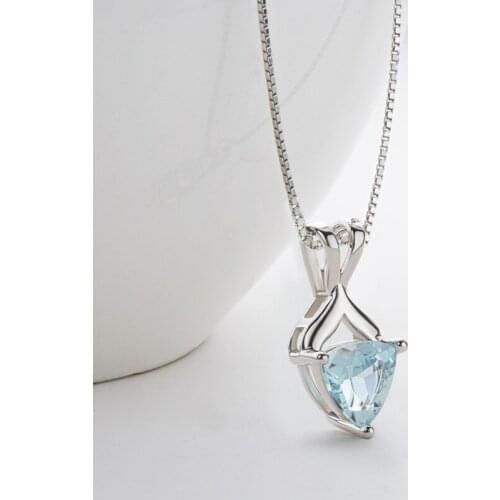 100% S925 Sterling Silver 7*7mm Natural Topaz stone Pendant Female Pendants Necklaces For Women Fine Jewelry Wholesale