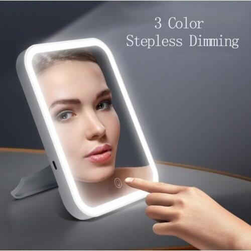 USB Recharge Adjustable Table Lamp 1300aMH Portable Makeup Mirror LED Vanity Mirror Brightness Dimmable For Man Women Dressing