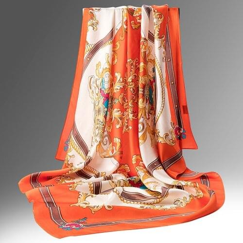 Silk Scarf Women Large Square Scarf Thin Scarf Autumn Winter 110*110 CM