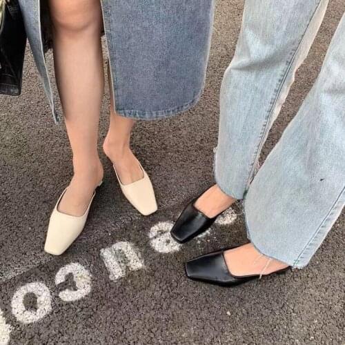 Snake Printed Fashion Women Slippers Square Toe Solid Color Thick Low Heels Casual Slides Slippers Mules Shoes Size 35-39