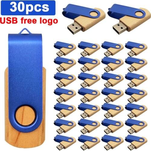 30pcs/lot Real Bamboo Wooden USB 2.0 Pen Drive Usb Flash Drive Pendrive 16GB 32GB 64GB 128GB Memory Stick Card Gift free logo