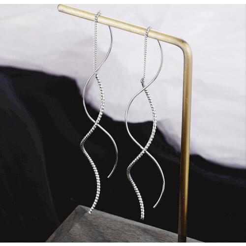 Drop Earrings Wavy Line Tassel Chain for Women Simple Girl Temperament Design Female Vintage Fashion Jewelry Wholesale