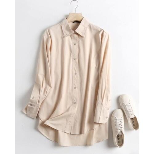 Dave&Di England Indie Folk Vintage Cotton Poplin Solid Loose Blouse Women Blusas Mujer De Moda 2020 Casual Shirt Women Tops