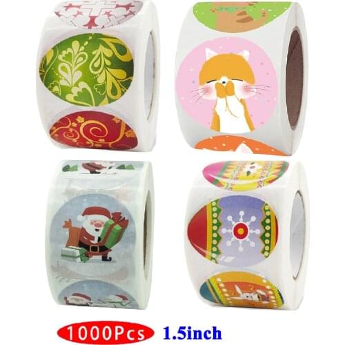 1.5inch 1000Pcs Cute Holiday Festival Stickers Christmas Halloween Rabbit Kawaii Aesthetic Scrapbooking Seal Label Gift Package