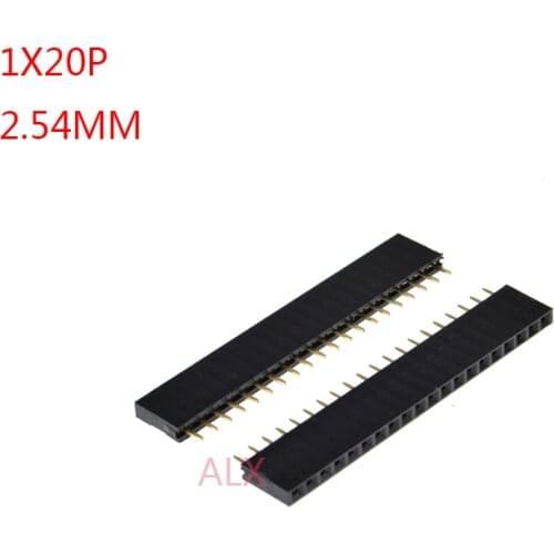 10PCS 1X20 PIN Single Row Straight FEMALE PIN HEADER 2.54MM PITCH Strip Connector Socket 1*20 20p 20PIN 20 PIN FOR PCB BOARD