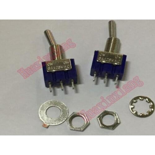 100PCS/Lot MTS-102 Mini Toggle Switches 6A/125VAC ON-ON 3Pin SPDT