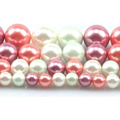 6-12mm Purple Red Color mixing Pearl Shell Round Loose Natural Stone Beads For Jewelry Making DIY Necklace Bracelets Str 15