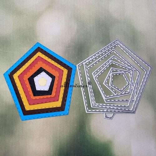 New 8Pcs Pentagonal frame Metal Cutting Dies for DIY Scrapbooking Album Paper Cards Decorative Crafts Embossing Die Cuts