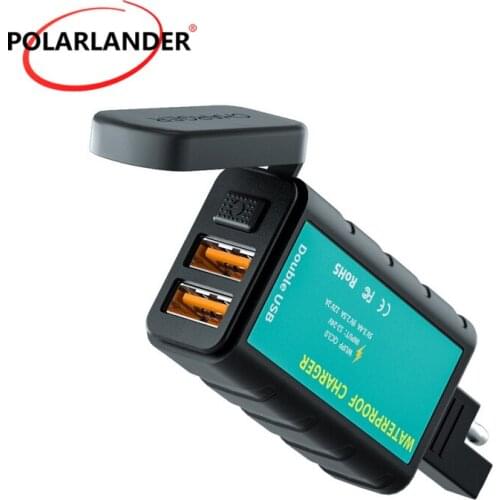 Car Charger Without Voltmeter Square Dual USB Fast Charge Optional 1M/1.4M Cable With Switch Integrated SAE Socket Waterproof