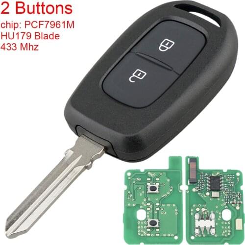 433MHz 2 Buttons Car Remote Key with PCF7961M Chip and HU179 Blade Auto Car Key Fit for Renault Symbol Trafic Dacia Duster Logan