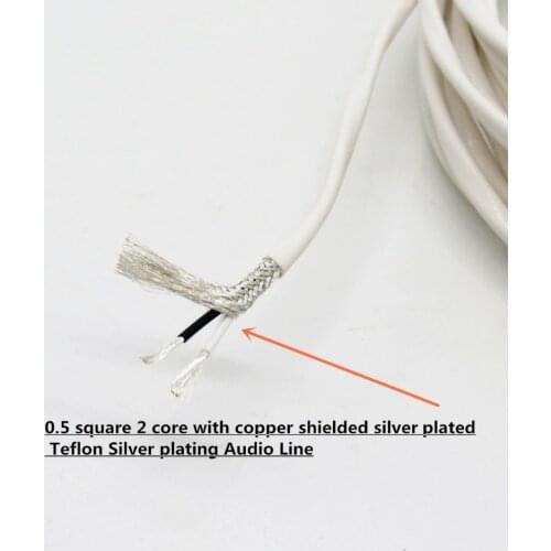 DIY HiFi Copper silvering audio cable 0.5 square 2 core with copper shielded silver plated plating Audio Line